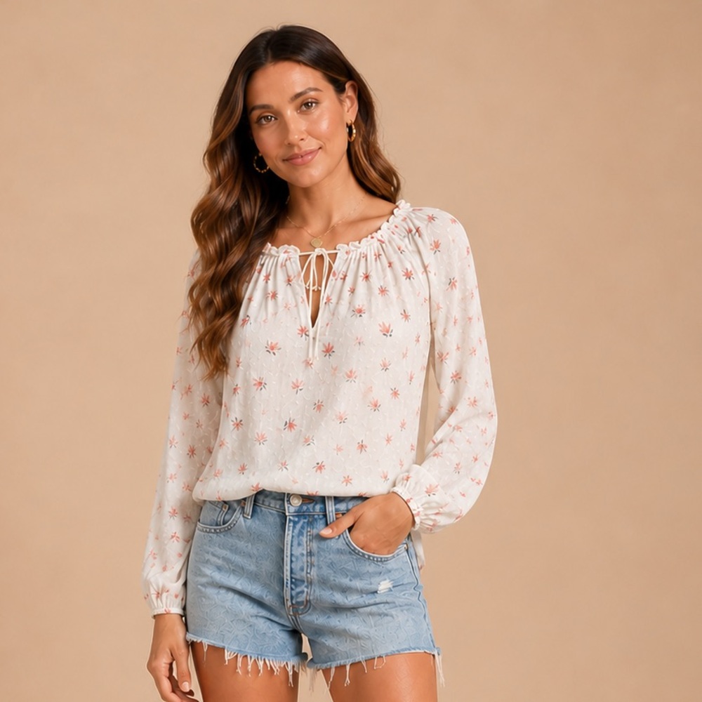 Veronica M Floral Peasant Blouse XS